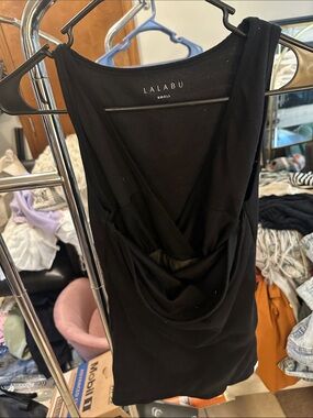 LALABU Black Draped Cami Tank